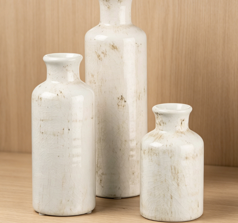 White Ceramic Vase Set – Farmhouse Style – Suitable for kitchens, bedrooms, living rooms, bathrooms, and as centerpieces on bookshelves - Image 2